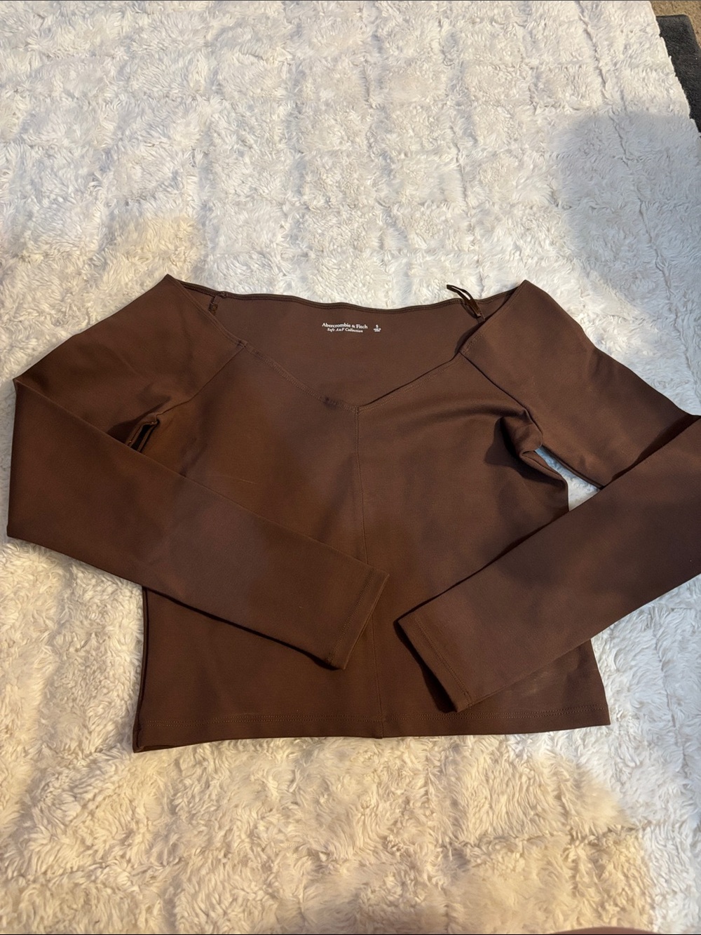 Abercrombie & Fitch Chocolate Brown Long Sleeve V-Neck Top